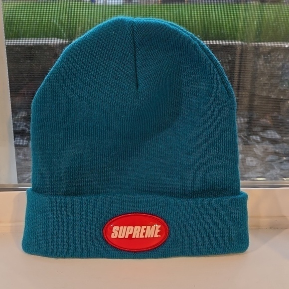SUPREME Rubber Patch Beanie TEAL Spring/Summer \'18 unisex main image 14